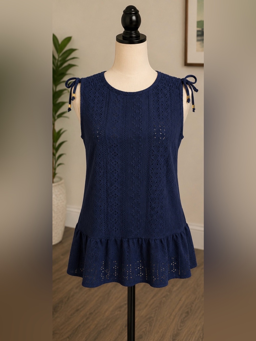 ⭐ Last Chance! Michael Kors Blue Sleeveless Boxy Tie Front Tank Top